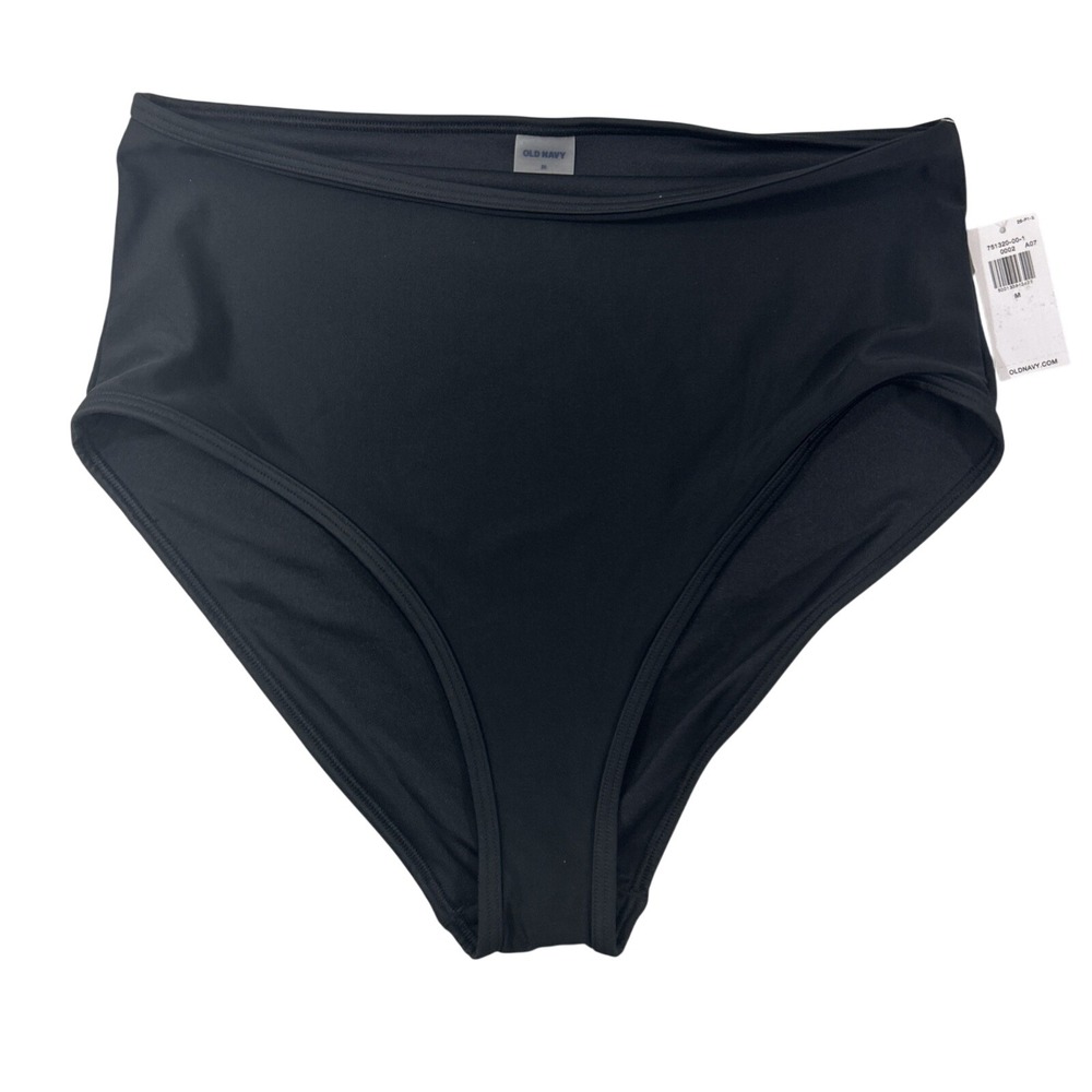 Old Navy Women M Black High Cut Bikini Bottom New with Tags